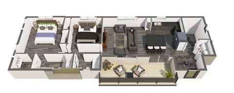 Floor plan for 2 beds, 2 baths, 1202 sqft